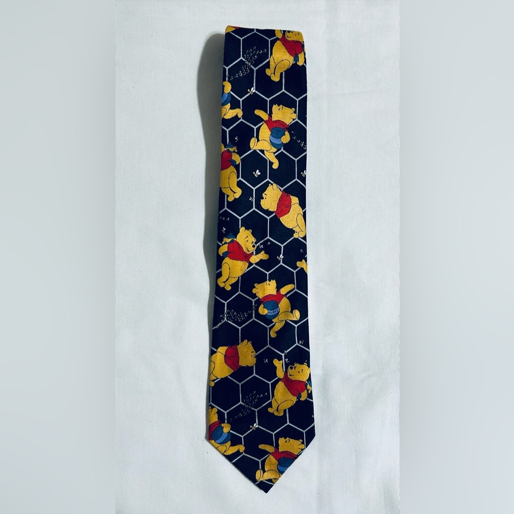Disney Men Tie One Size Black Geometric Winnie The Pooh